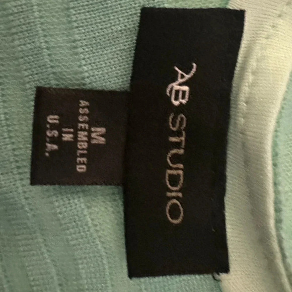 An Studio Geometric Striped Blouse Tiffany Blue Size Medium - Picture 3 of 3